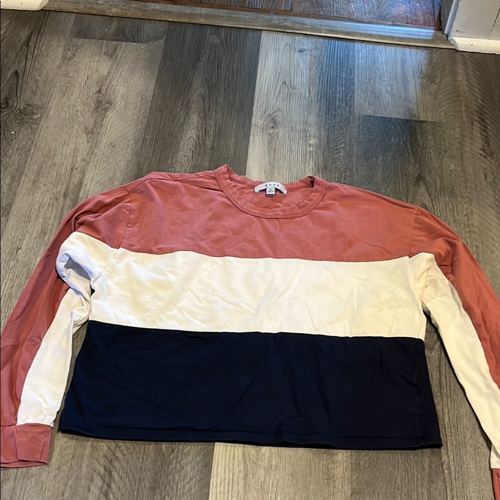 Gaze Pink and White Long Sleeve Tee